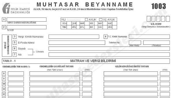 Muhasebe muhtasar beyanname